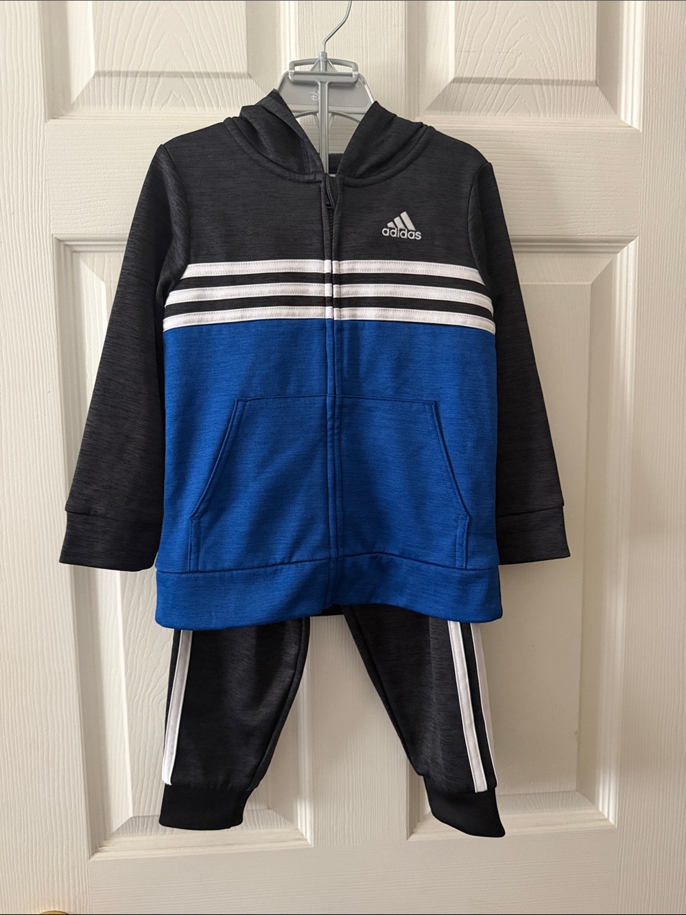 adidas Black and Blue Kids Hoodie & Pants Set